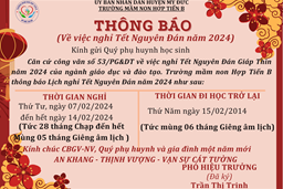 LỊCH NGHỈ TẾT NGUYÊN ĐÁN NĂM 2024